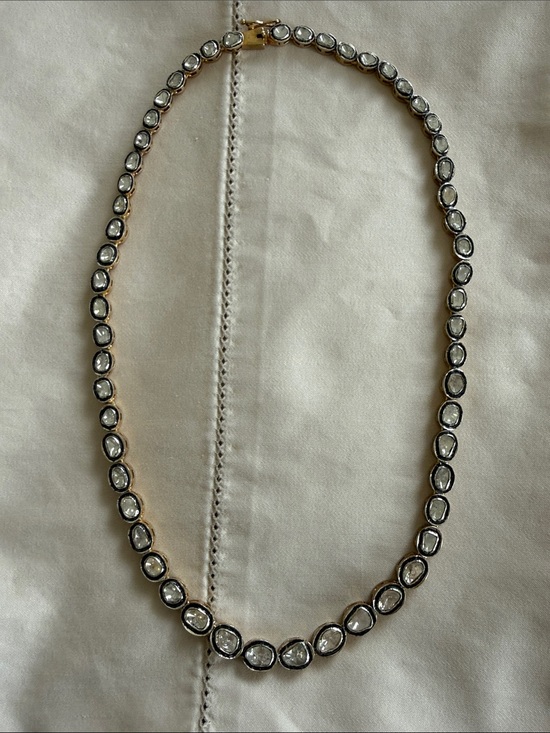 Jewelry - NEW!! Polki Diamond necklace with matching earrings. Sterling silver. 18 inches.